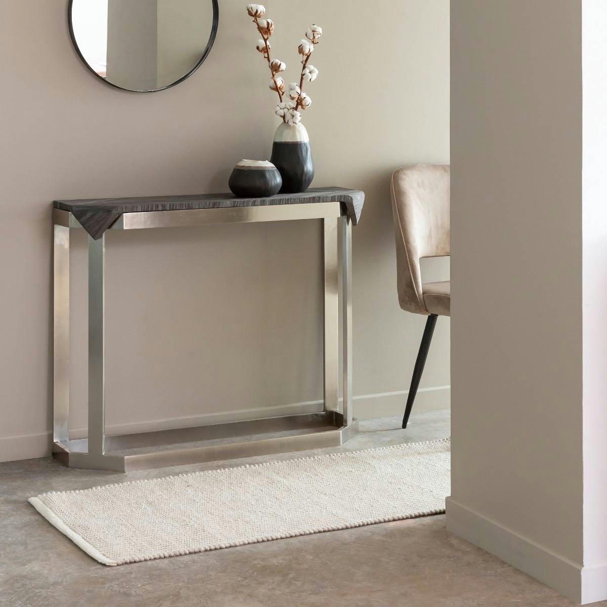 - Table console en marbre gris 100 cm