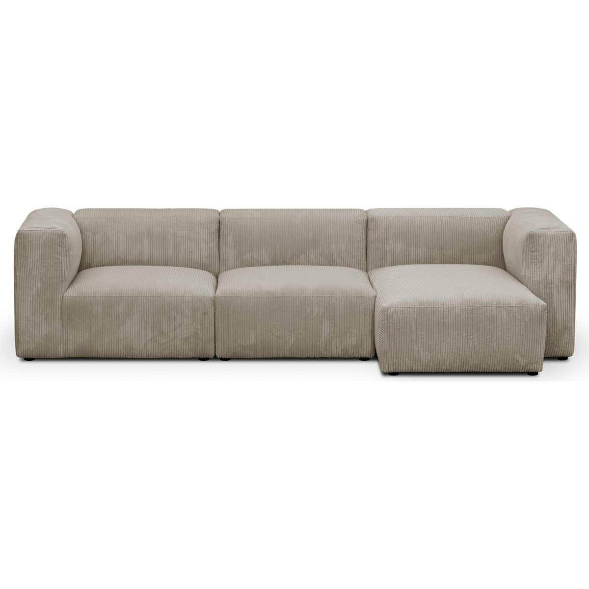 MODULO NEW - Canapé modulable angle droit 4 places en velours côtelé taupe