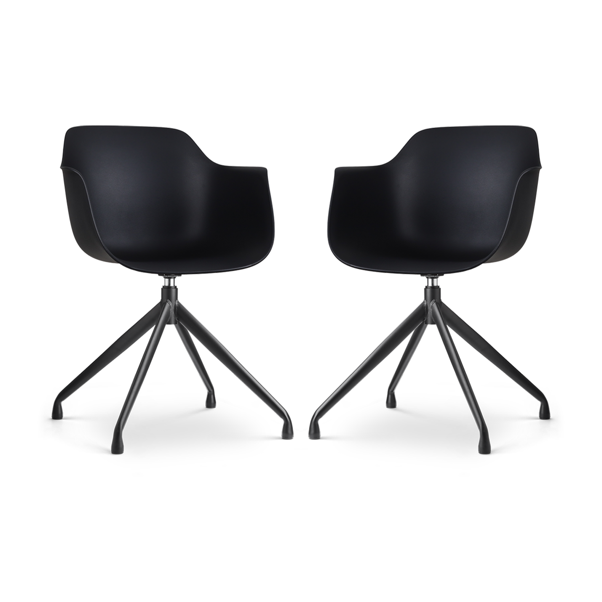 Nolon Nola-Puk Draaibare Eetkamerstoelen Zwart - Zwart Onderstel - 2x