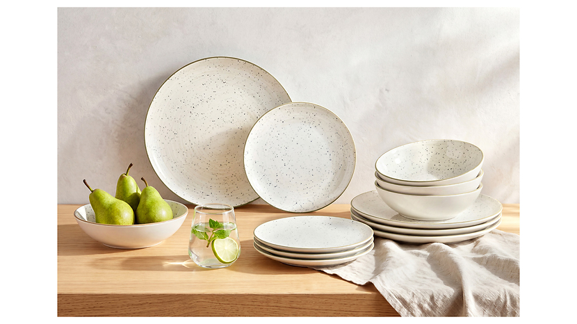Komplet obiadowy porcelanowy Rita 12 el. kremowy
