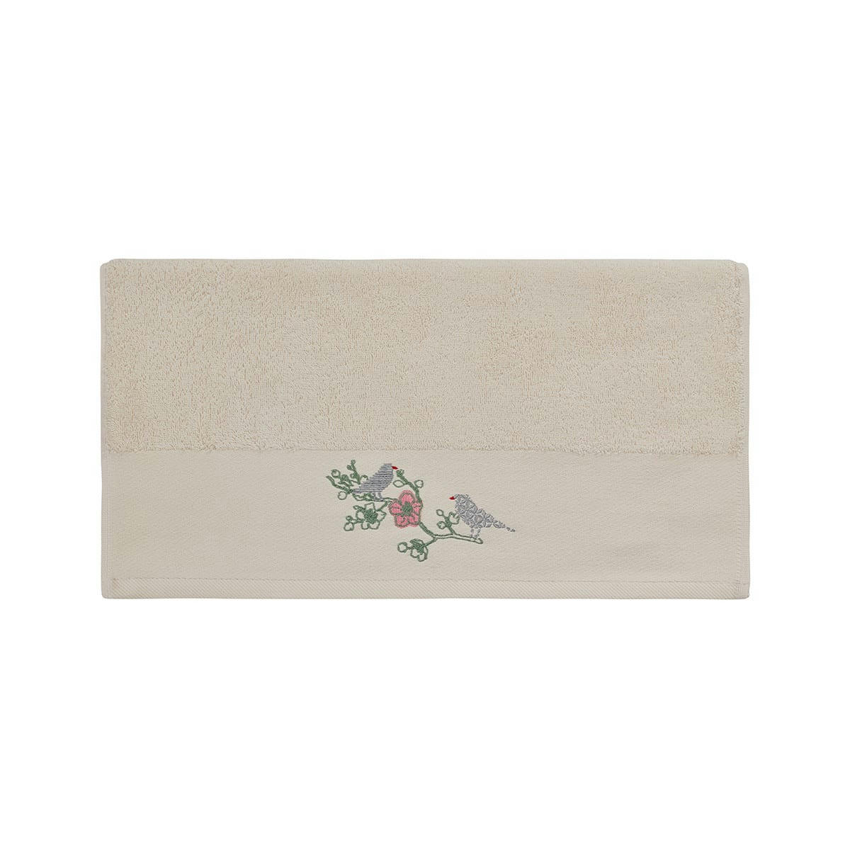 SPRING BIRDS - Serviette de toilette en coton Blanc Cassé 50x100 cm