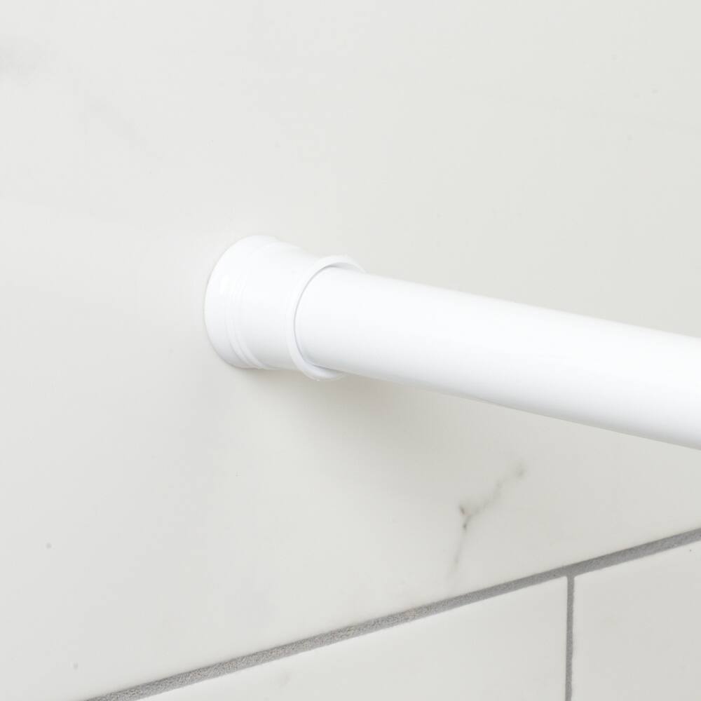 For Living Adjustable Shower Curtain Tension Rod, White, 44-in to 72-in