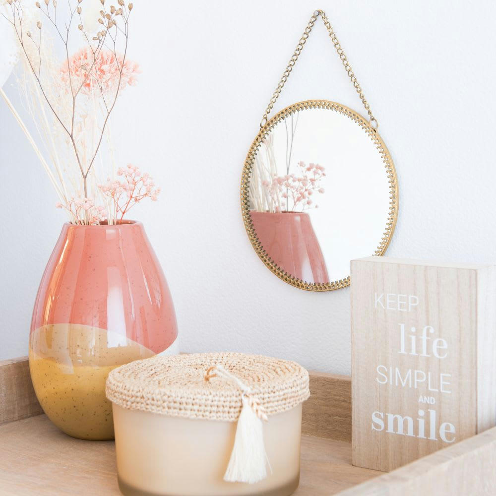 TILDA - Miroir rond en métal doré D15