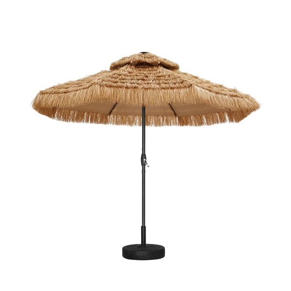 Ainfox 10ft Patio Umbrella with Crank Without Base 2 Tier Thatch Outdoor Beach Umbrella