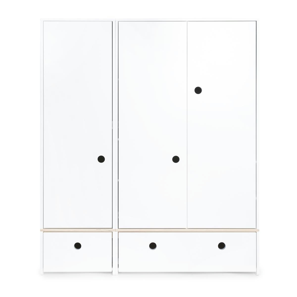 COLORFLEX - Armoire 3 portes façades tiroirs blanc