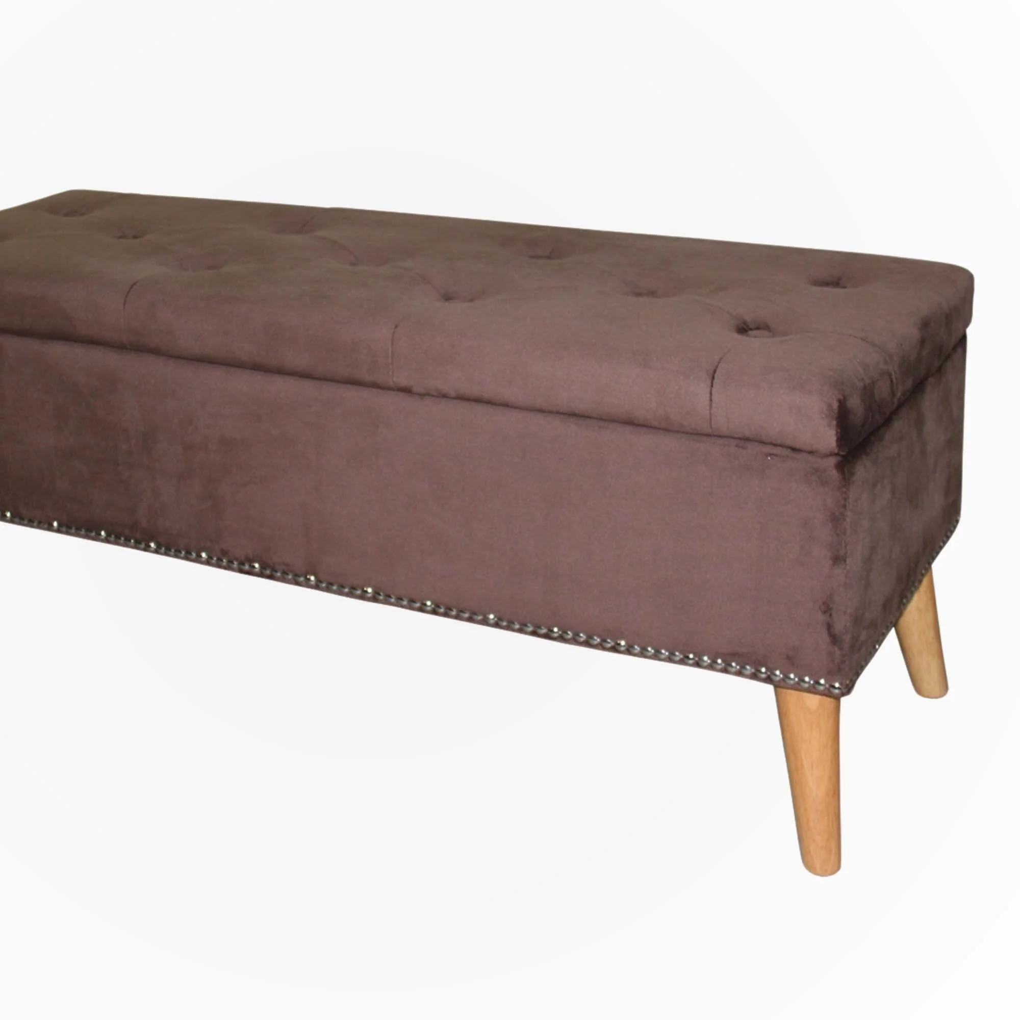 17 Tall Storage Bench, Brown Suede