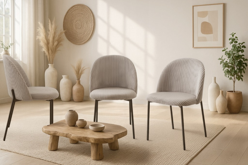 Nowoczesne stylowe krzesło Ines KT207 sztruks taupe