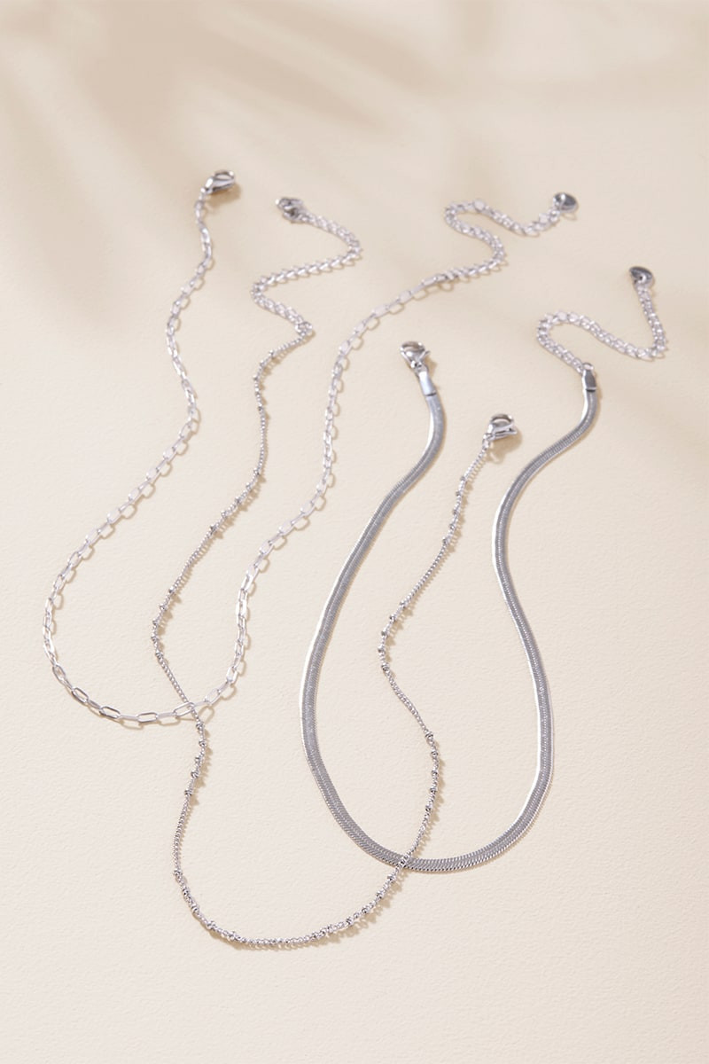 Lea Stainless Steel Layered Necklace Set