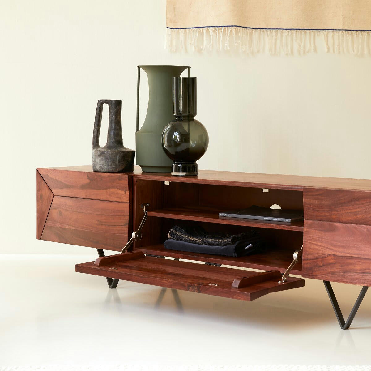 METRIC - Meuble TV en palissandre massif 175 cm