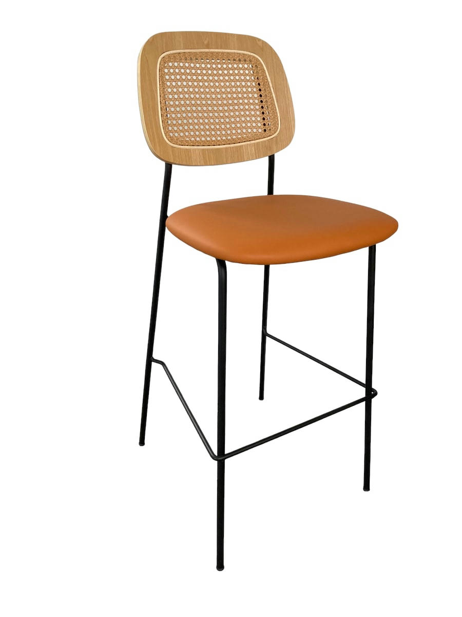 MEMPHIS - Chaise de bar simili cuir orange