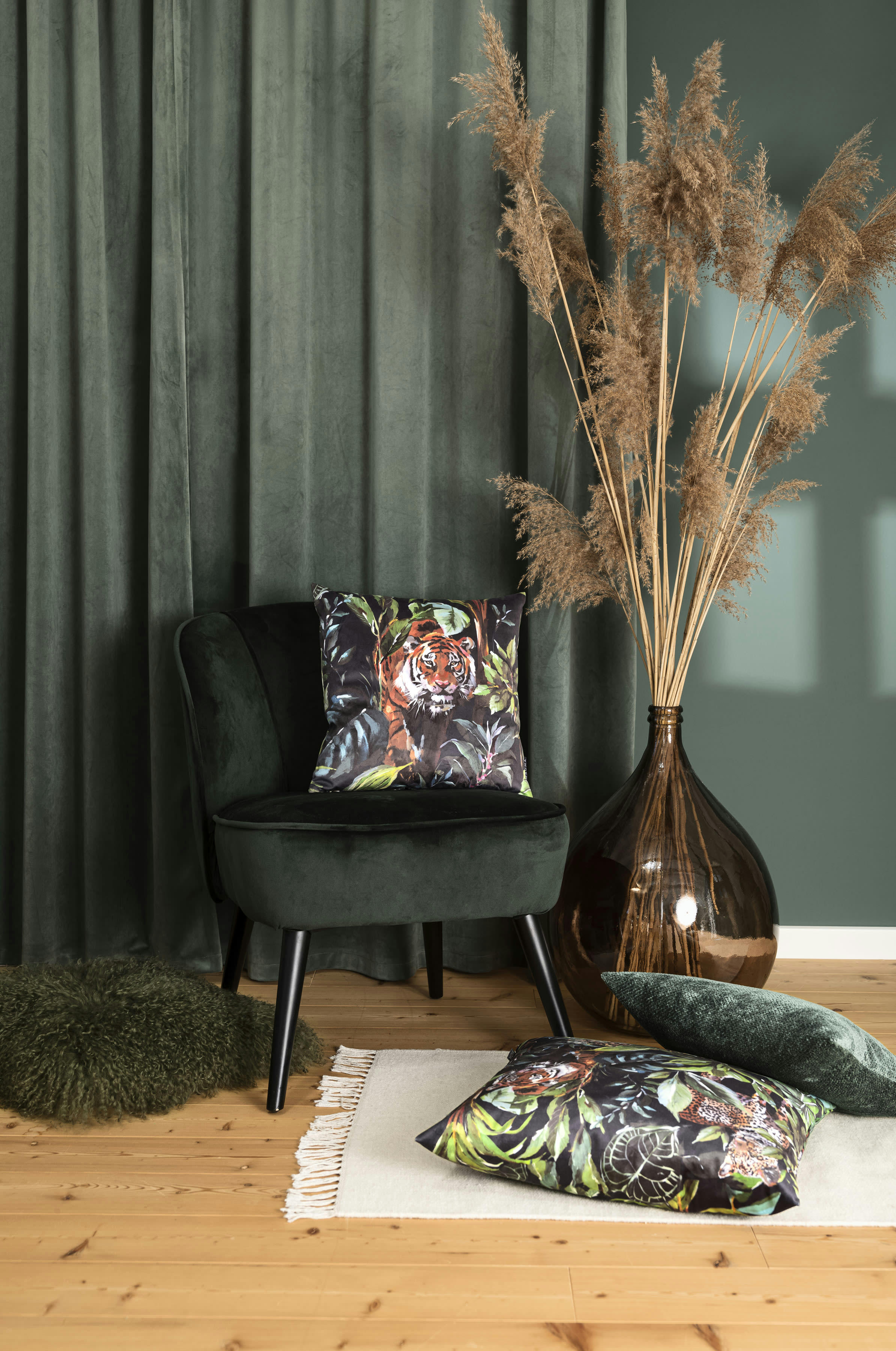 NALANI - Housses de coussin impression tigre savane - Lot de 2 -40x40