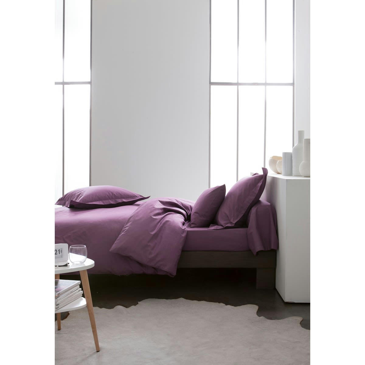 57FILS - Taie d'oreiller uni  en Coton Violet 75x75 cm