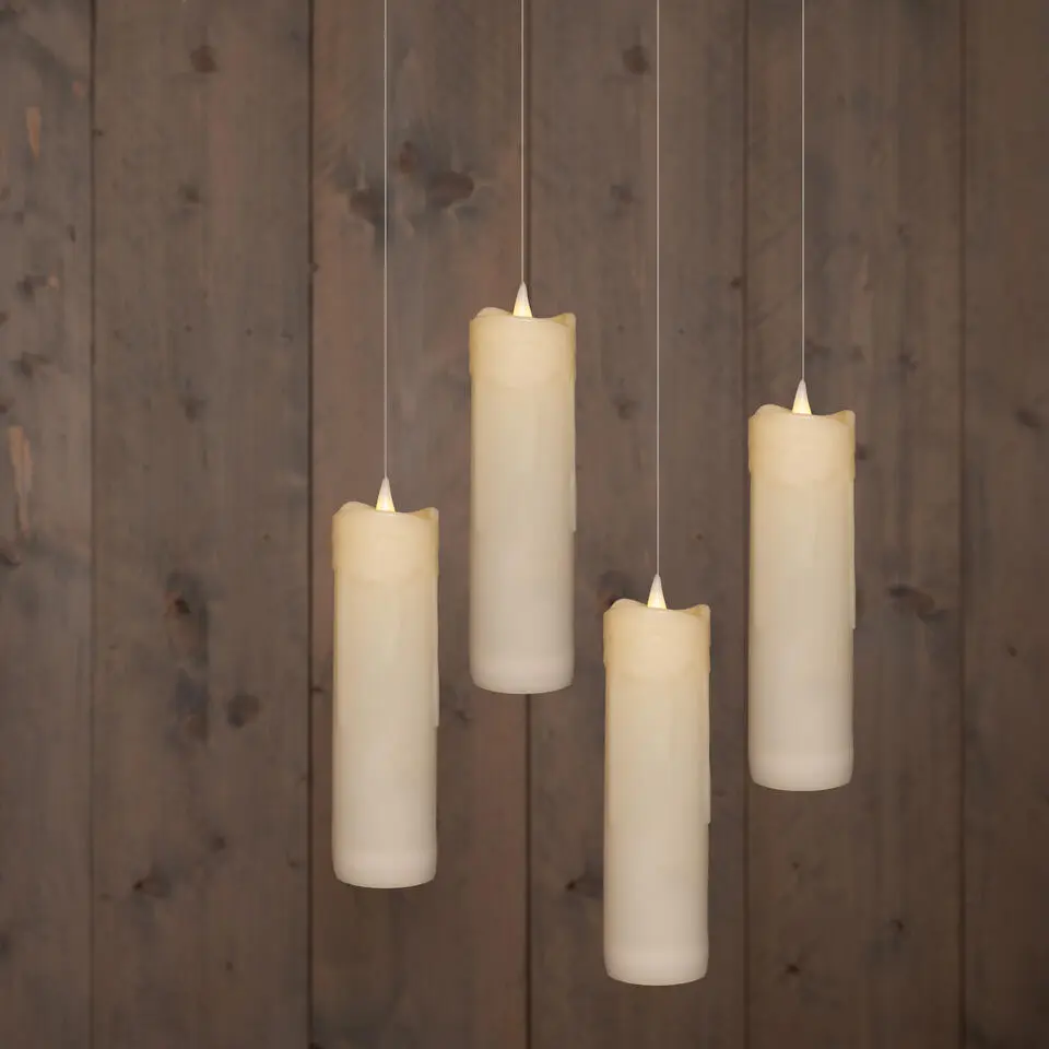 Anna's Collection Zwevende LED kaarsen - wit - 4x - 18 x 5 cm