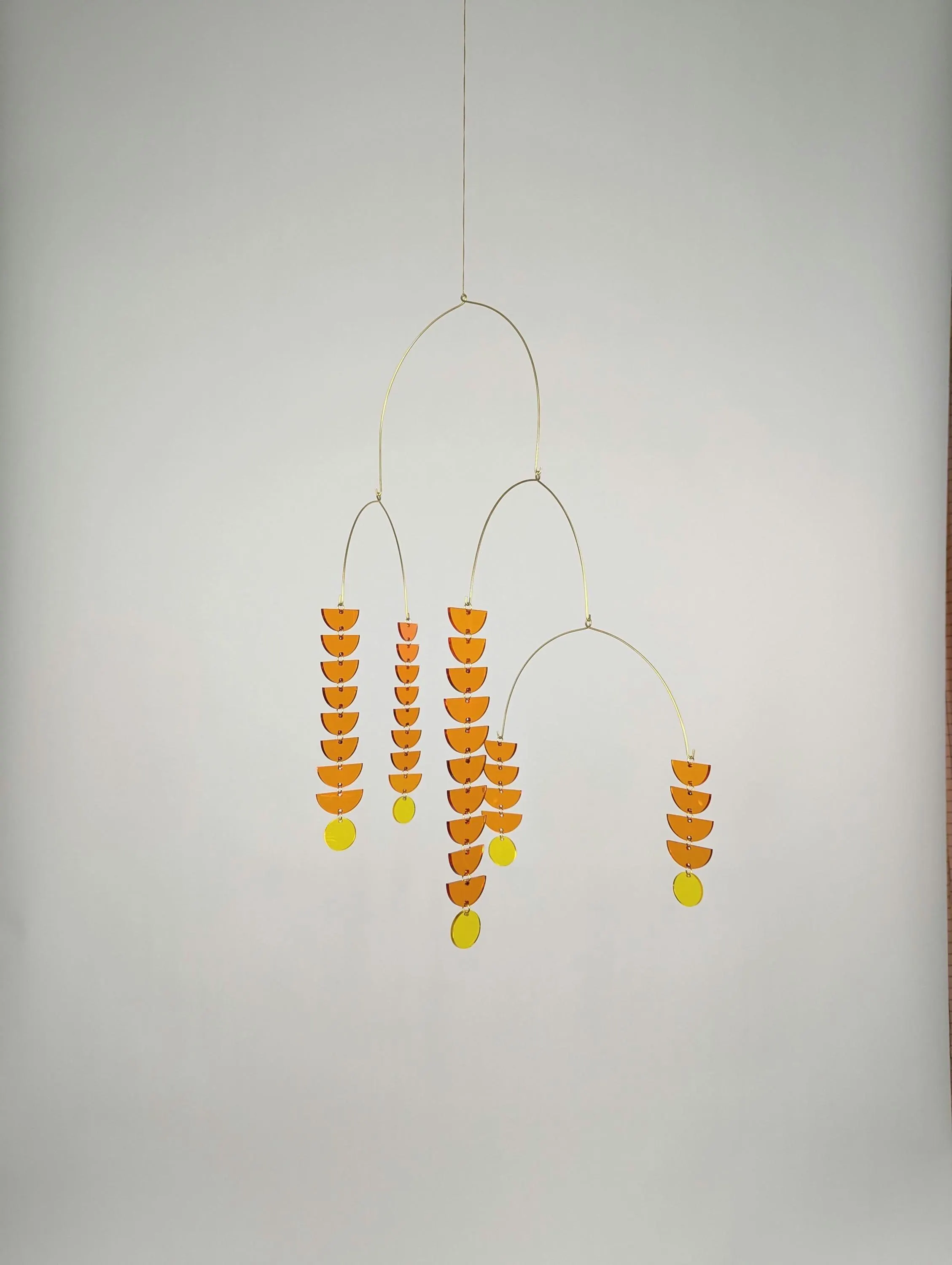 Mobile, Kinetic Sculpture, Brass and Cobalt Blue Leaves, Contemporary Mobile, Modern Mobile