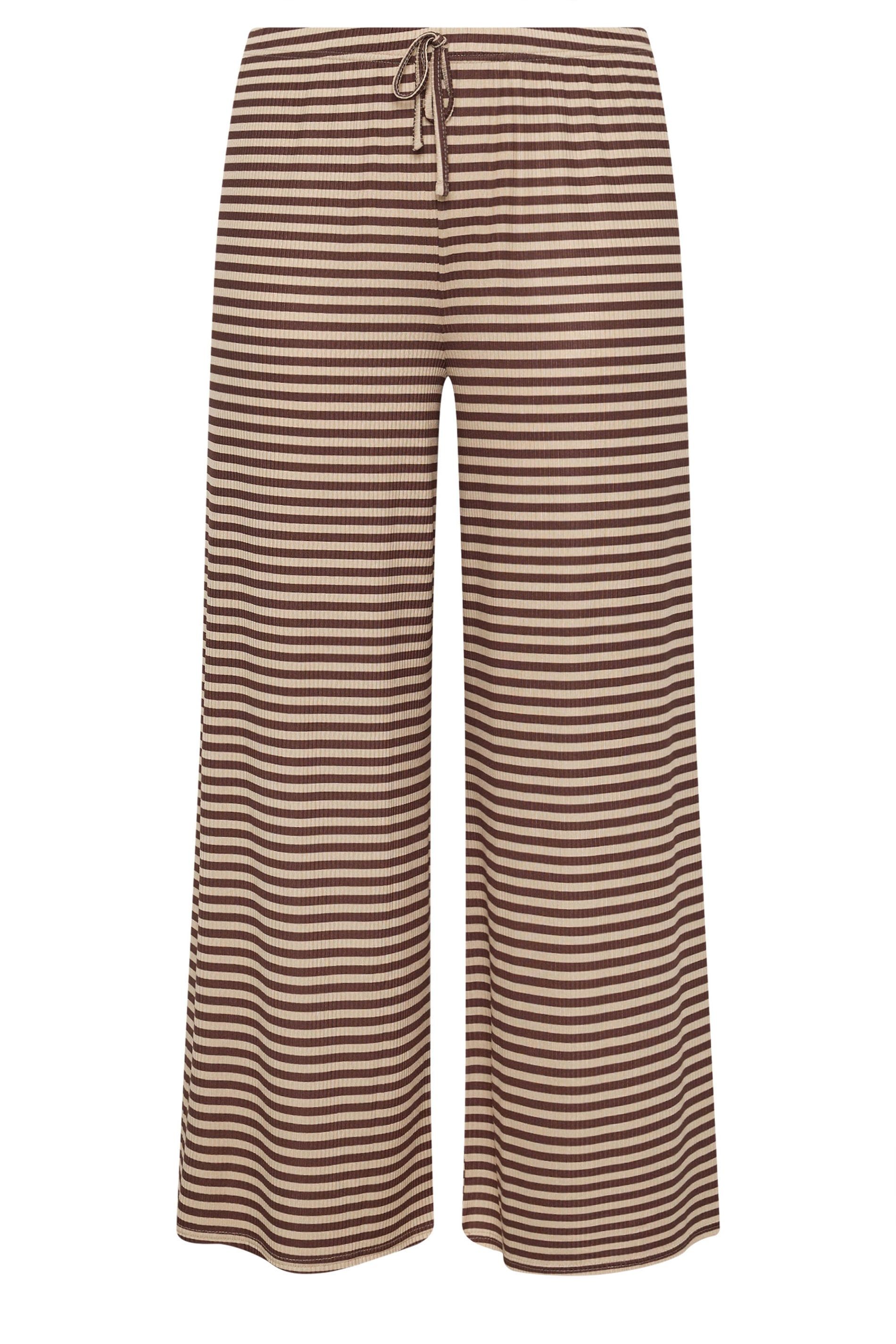 Yours Stripe Ribbed Wide Leg Trousers