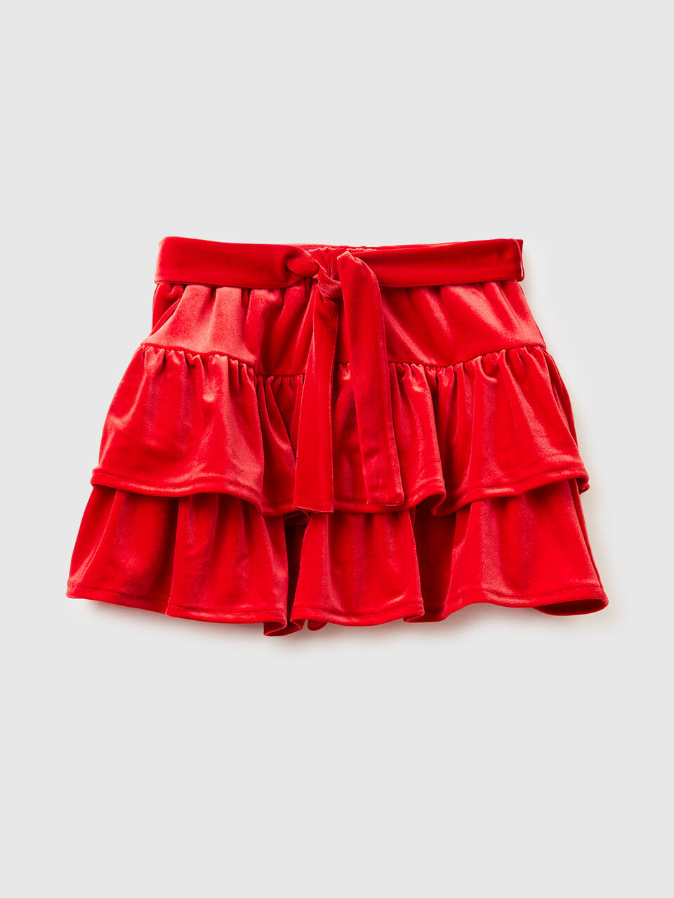 Velvet flounced skirt