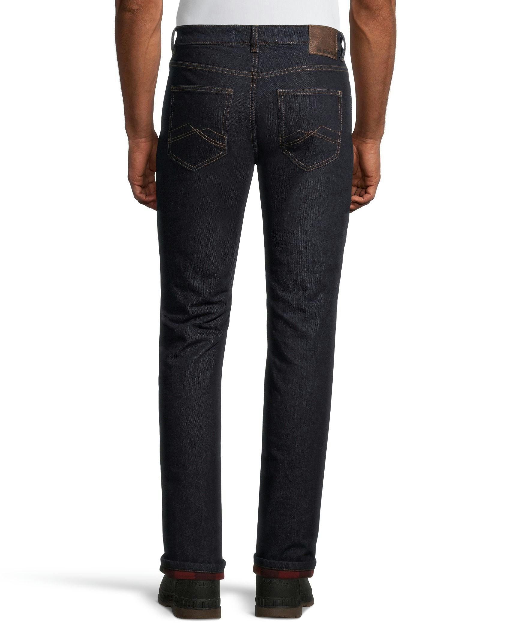 WindRiver Men's Plaid Flannel Lined T-Max Straight Leg Jeans - Rinse