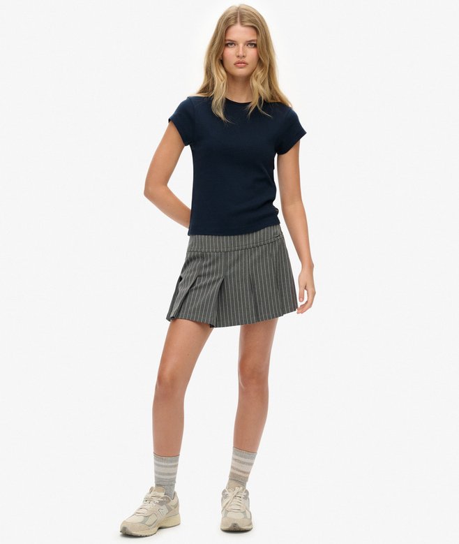 Pinstripe Pleat Mini Skirt
