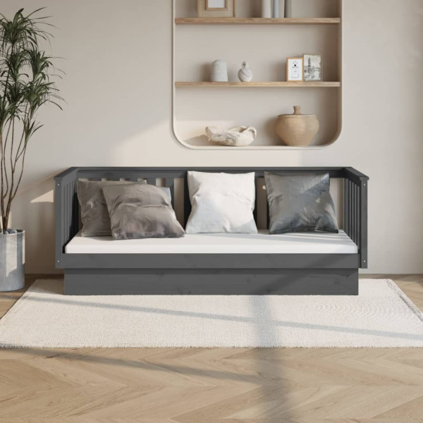 Łóżko dzienne szare 75x190 cm lite drewno sosnowe