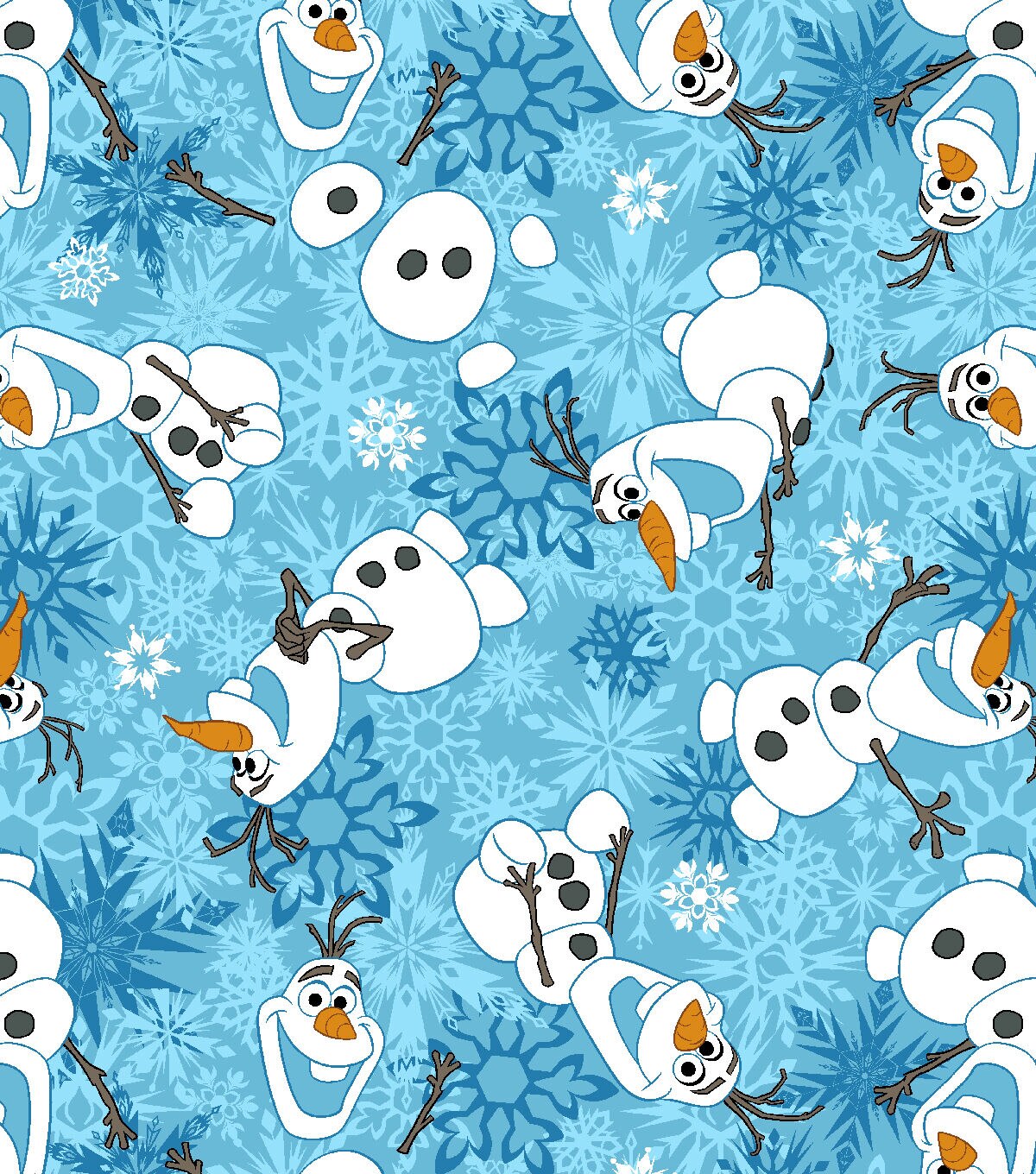 Disney Frozen Fleece Fabric Olaf Snowflake