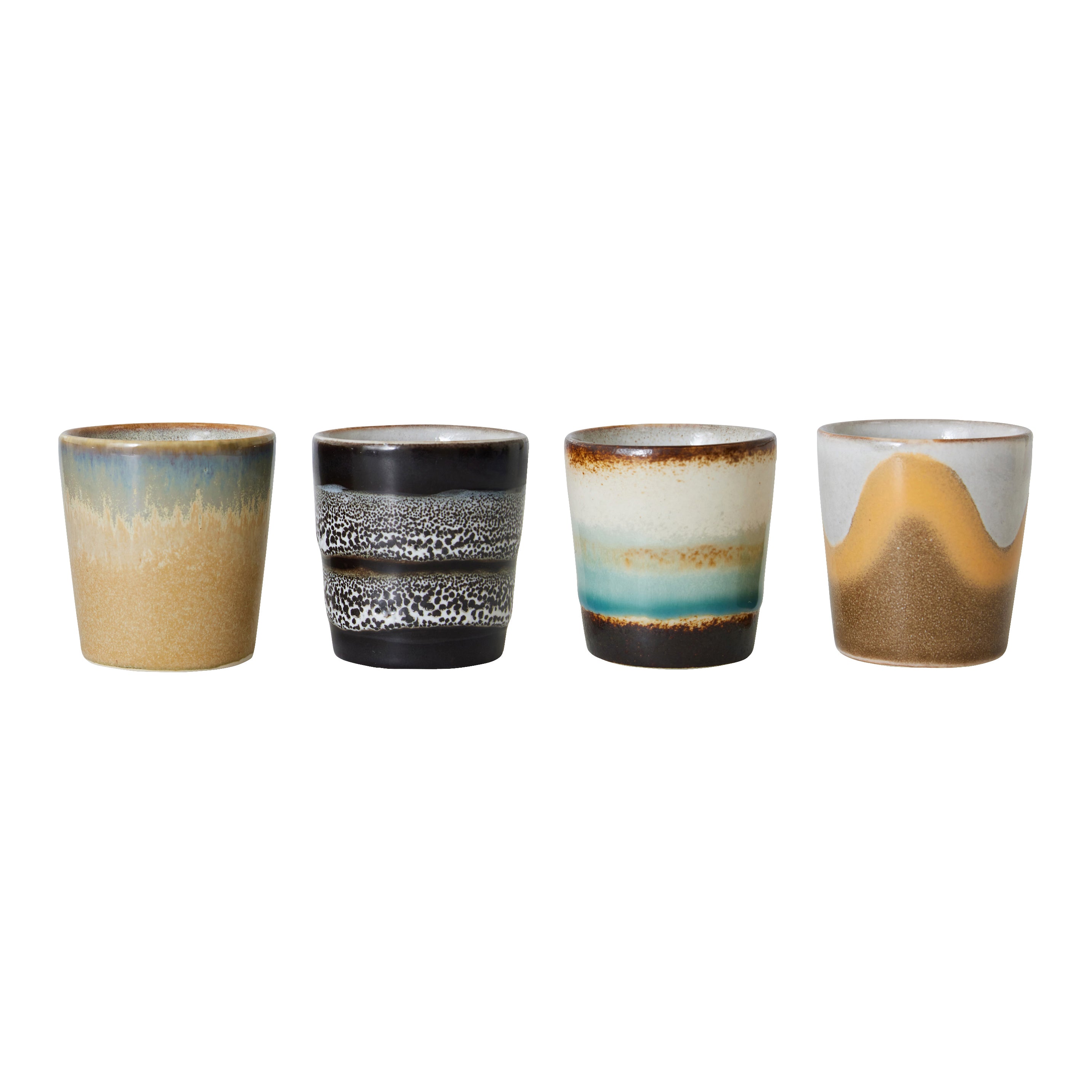 HKliving 70's Ceramics Eierdopjes Set van 4 - Granite