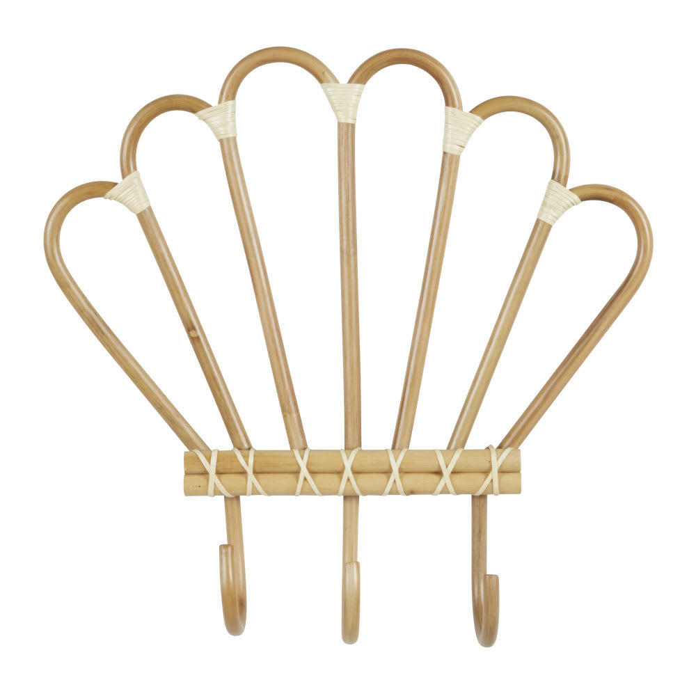 SAINT-MALO - Patère coquillage 3 crochets en rotin