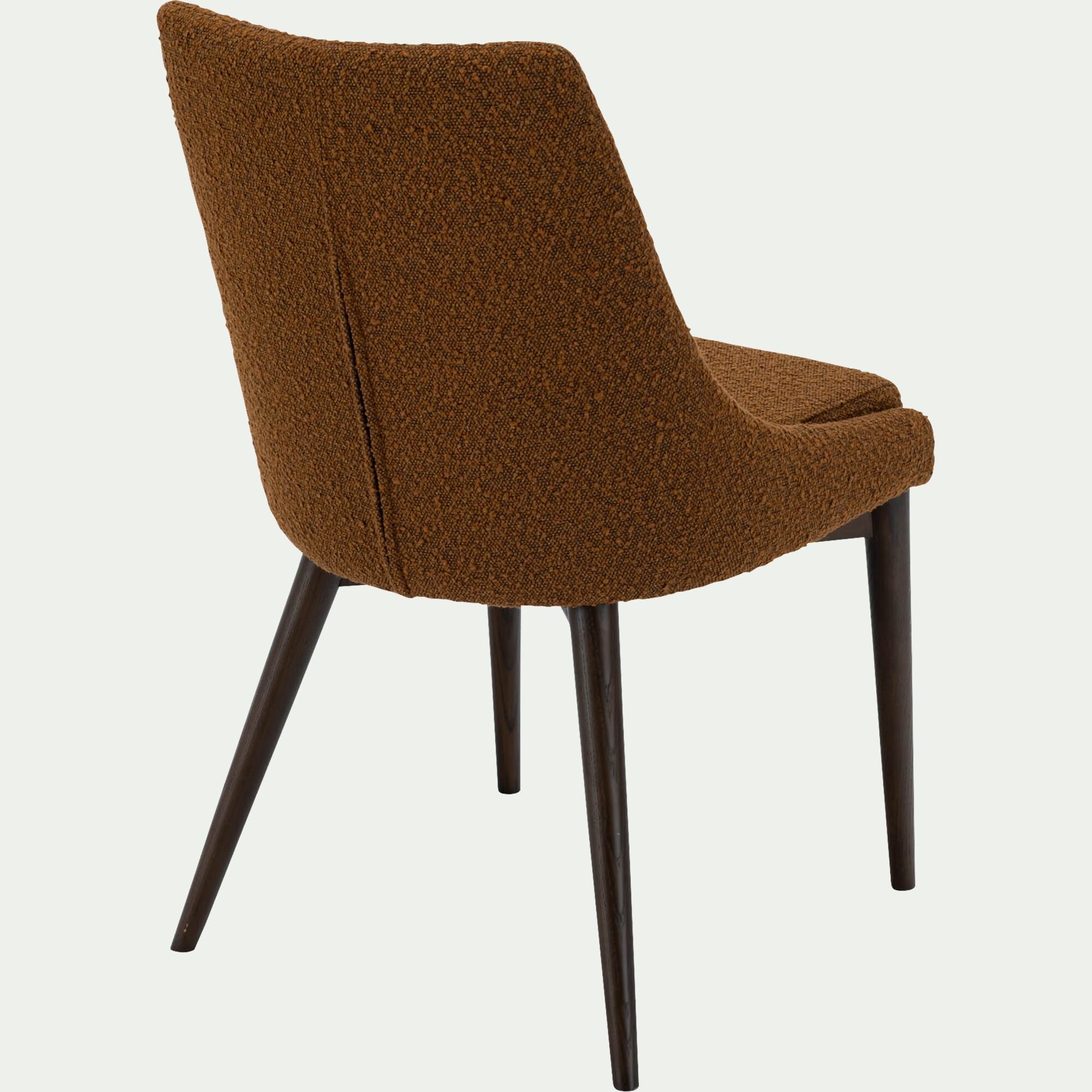 ABBY - Chaise de repas en tissu bouclette rasé - brun chataignier