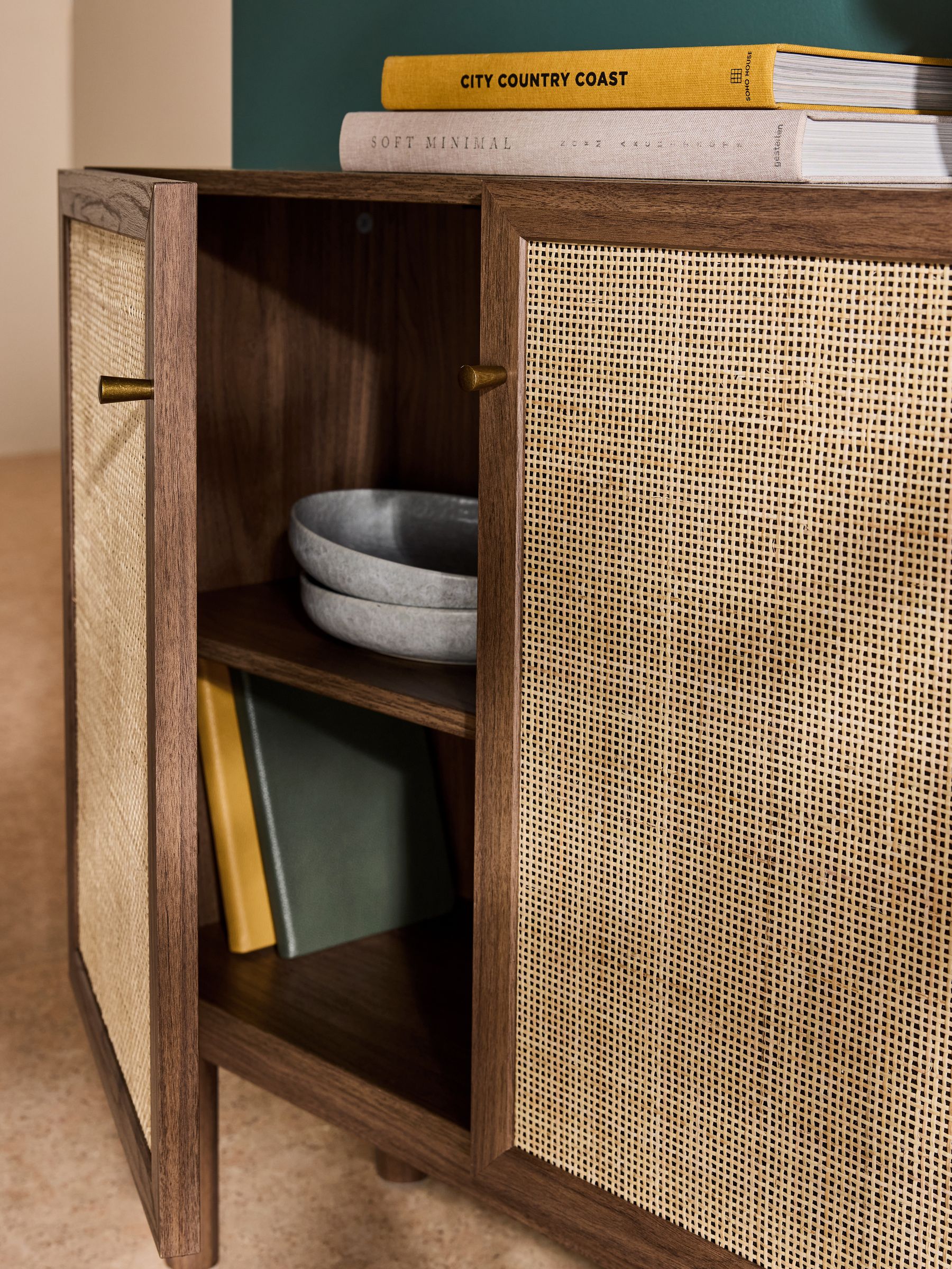 Pavia Rattan Small Sideboard in Dark Oak Effect