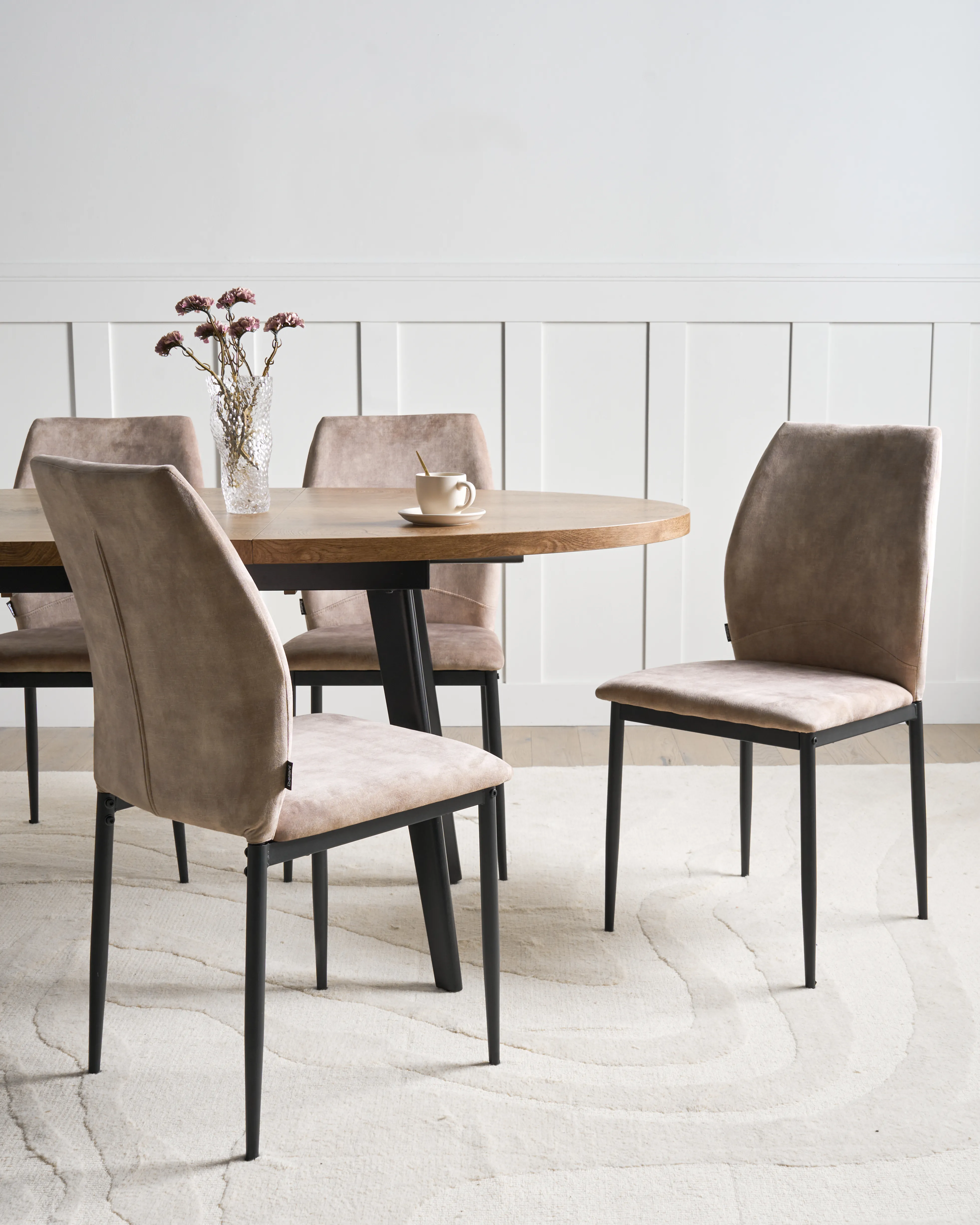 Set of 4 Dining Chairs ROCHEPORT Fabric Taupe