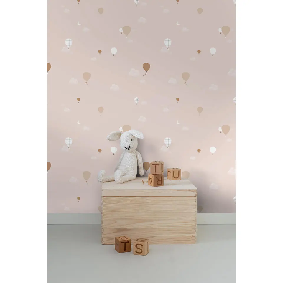 Sanders & Sanders behang luchtballonnen roze - 53 cm x 10 m