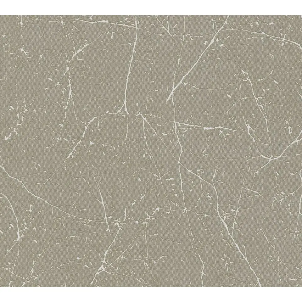 A.S. Cr&eacute;ation behang bladeren grijs, bruin en metallic - 53 cm x 10.05 m