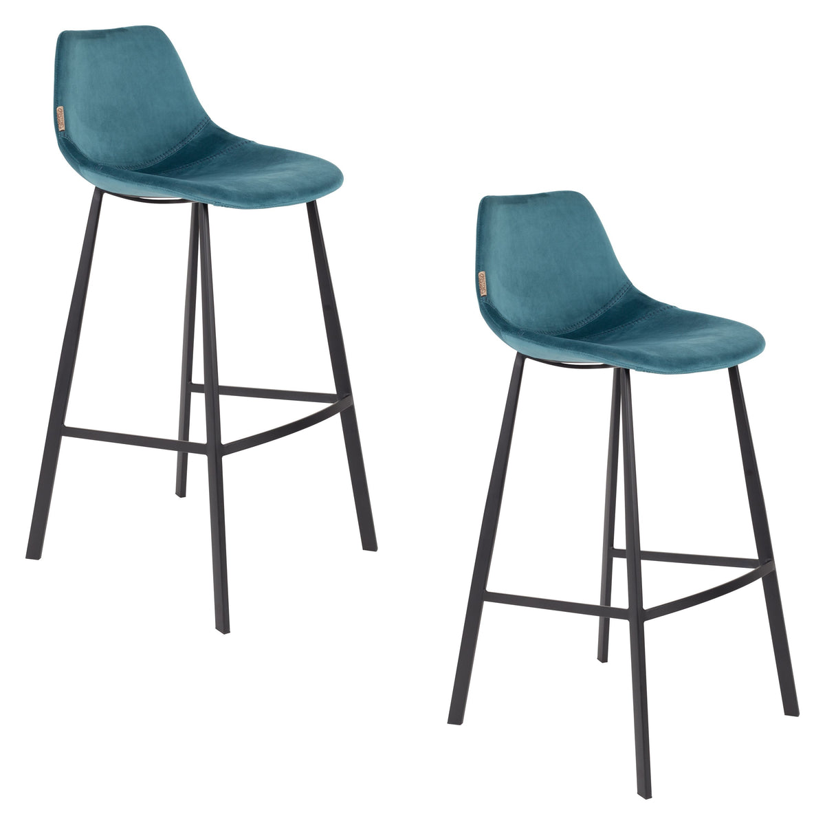 Dutchbone Franky Barkrukken rugleuning 80 cm Blauw - Set van 2