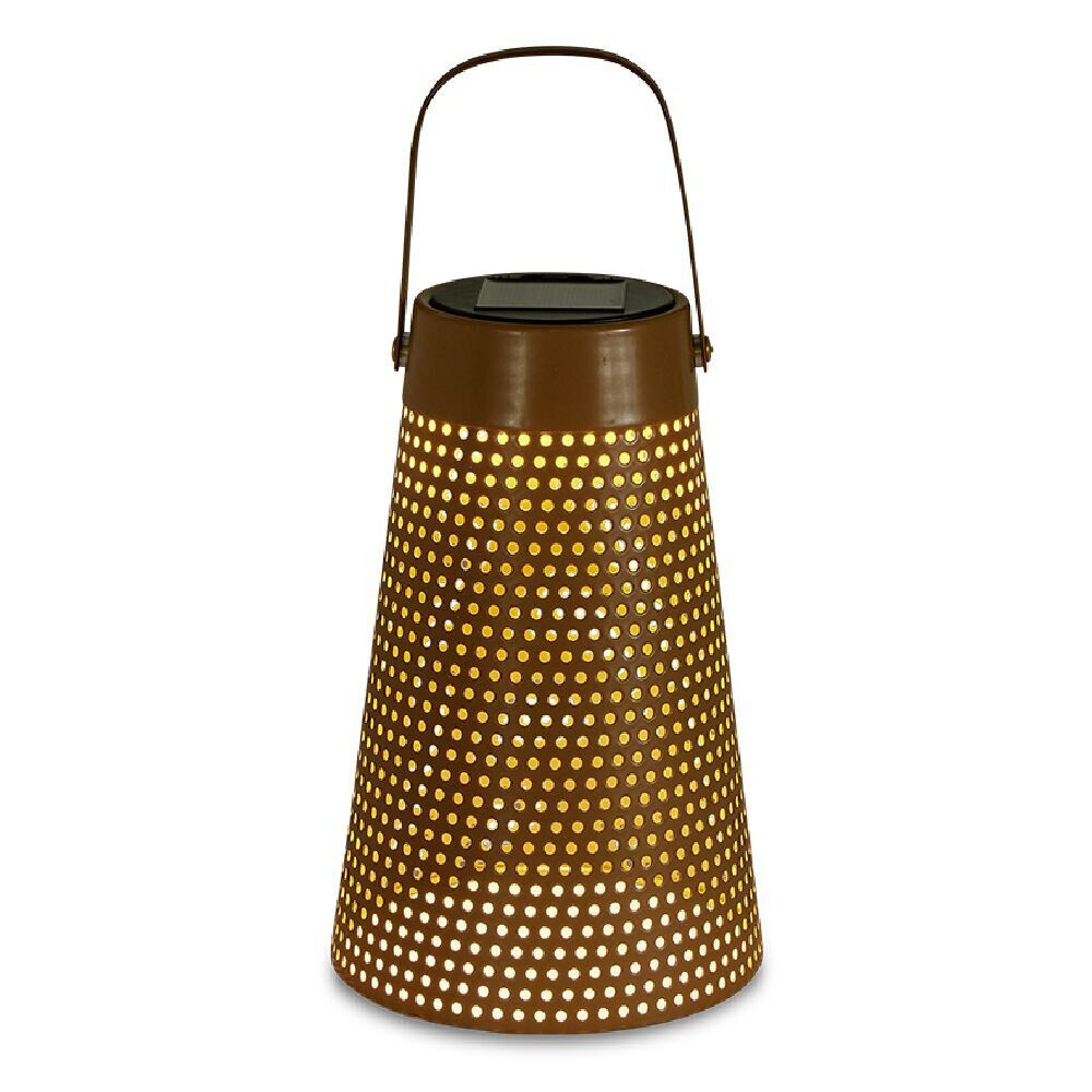 Lampe nomade solaire Faro métal perforé marron Ø12,8xH20cm