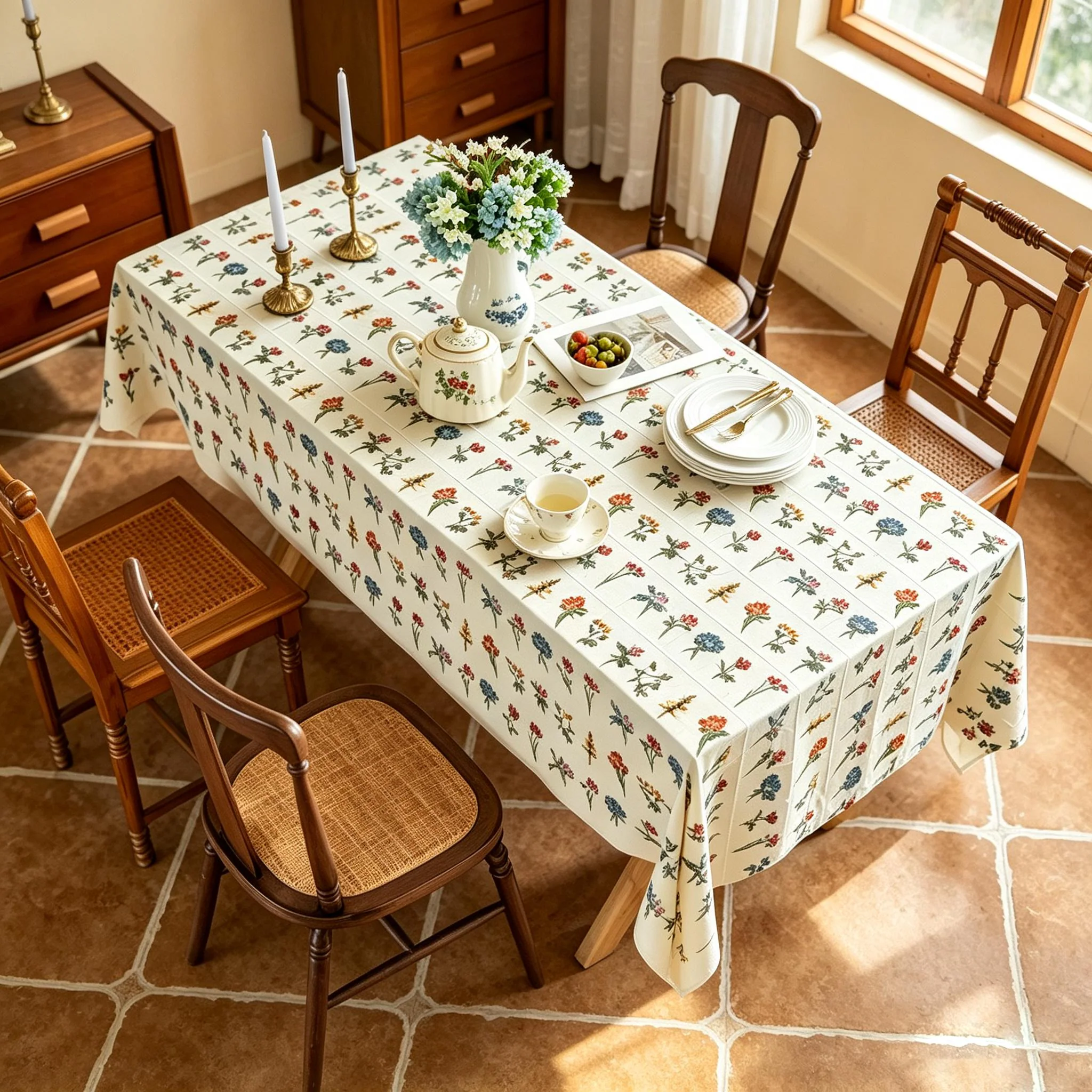 Handmade Farmhouse Tablecloth, Cotton-Linen Tablecloth, Indoor Outdoor Party Table Decor, Vintage Rustic Tablecloth, Housewarming Gift