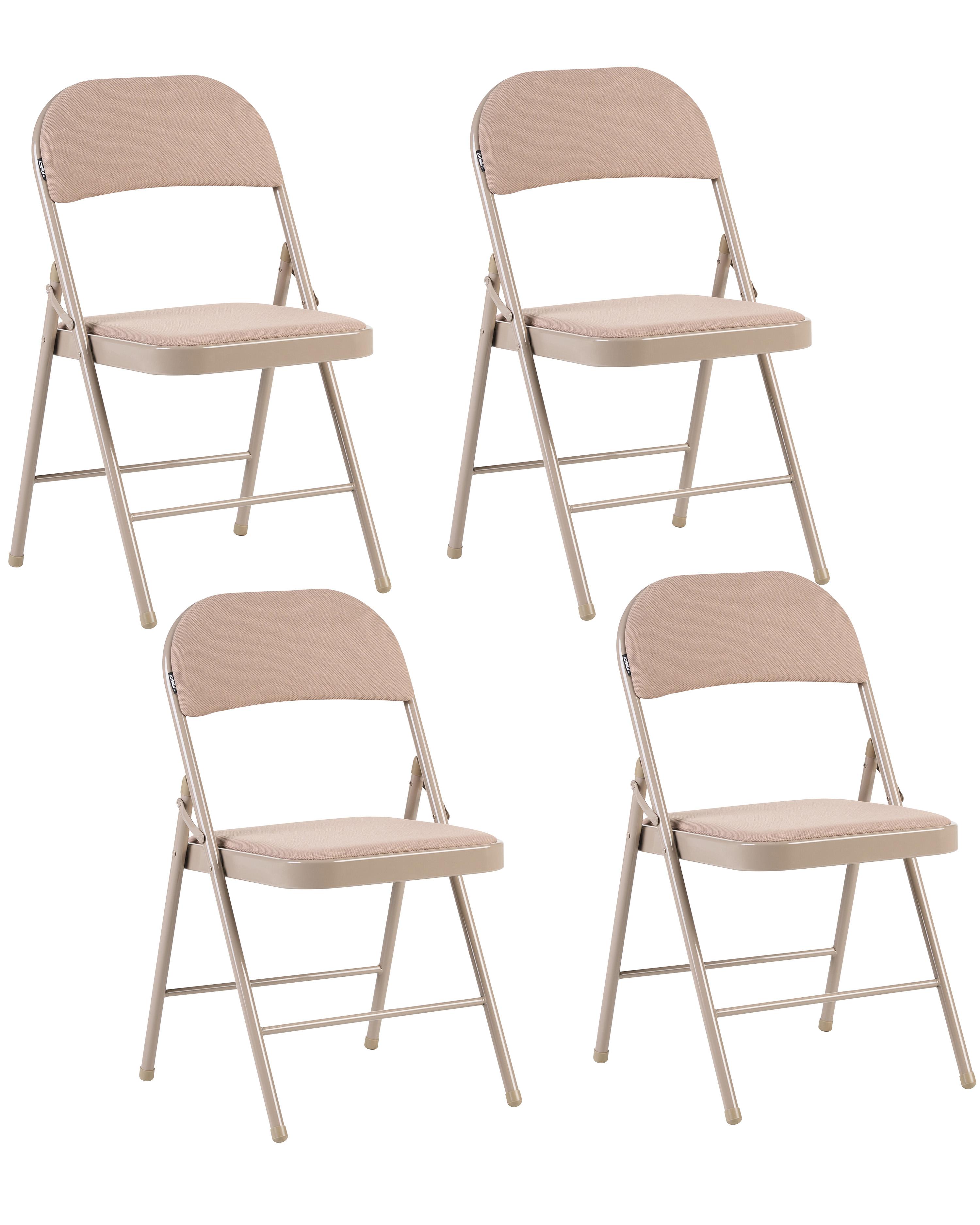 Set of 4 Folding Chairs SPARKS Metal Beige