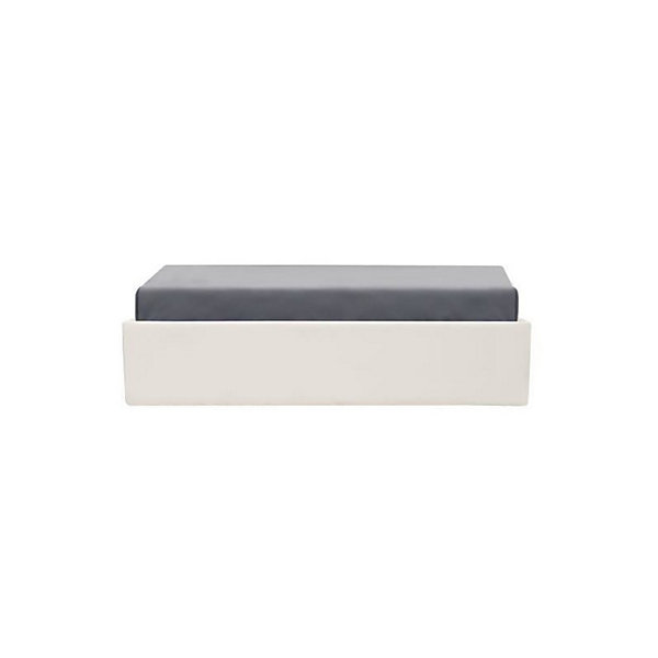 Lit adulte 140 x 190 cm   coffre de rangement - Tissu gris beige - ECLIPSE