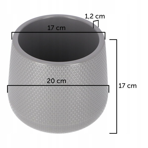 Doniczka Donica Na Kwiaty Podstawka Szara 17cm