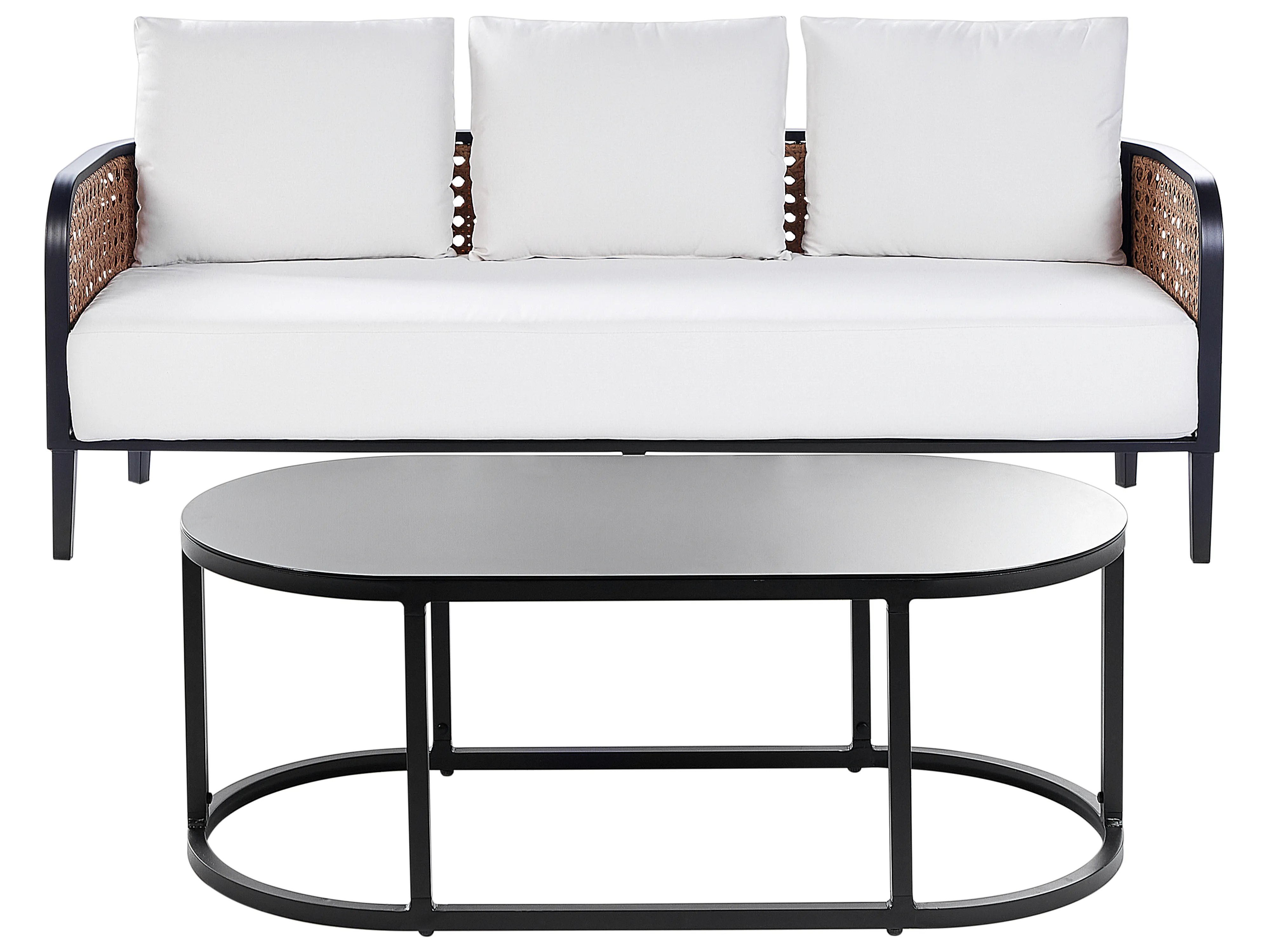 Garden Lounge Set with Table 2 Seater MONTEFALCO Metal White