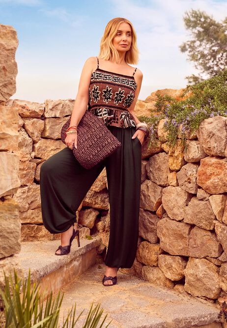 Womens Black Balloon Trousers