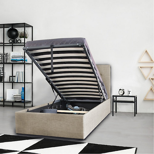 Lit coffre PARMA 90x190   1 sommier / Beige