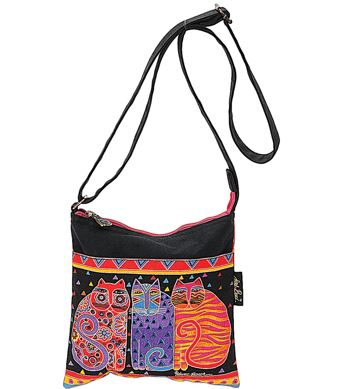 Laurel Burch Crossbody Purse Zipper Top 10X10 Feline Friends