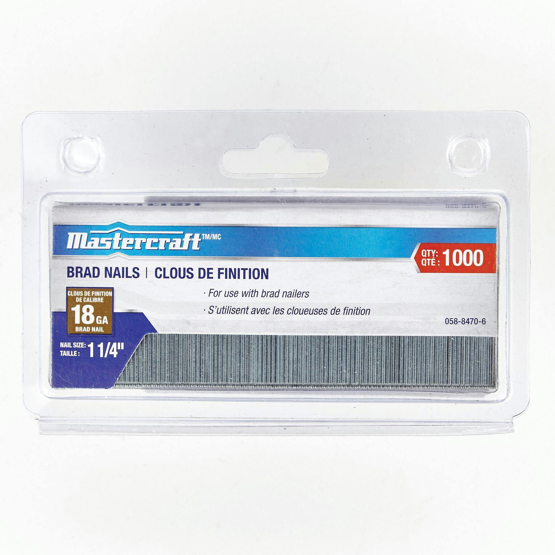 Mastercraft 18-Gauge Galvanized Steel Brad Nails, 1-1/4-in, 1000-pc