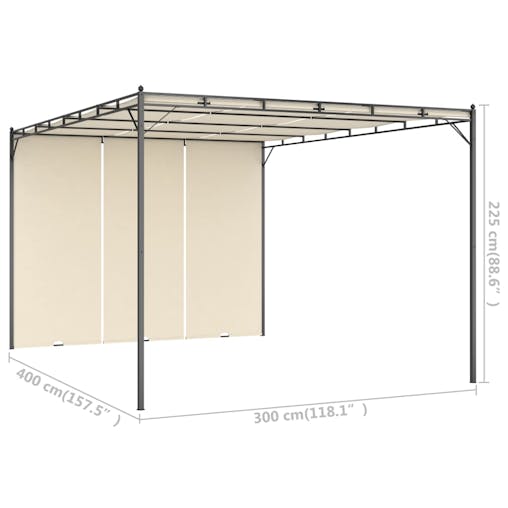 NNEVL Garden Gazebo with Side Curtain 4x3x2.25 m Cream