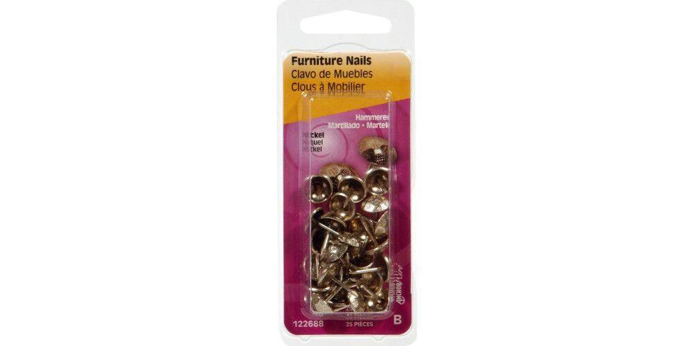 Hillman Hammered Head Furniture Nail, All Purpose Nail, Nickel Finish, 25-pc