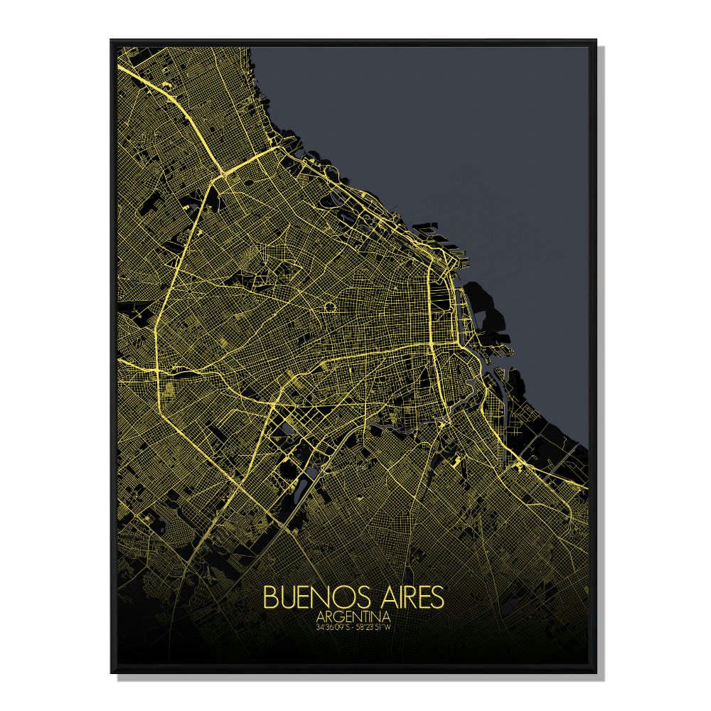 - Affiche Buenos aires Carte Nuit 40x50