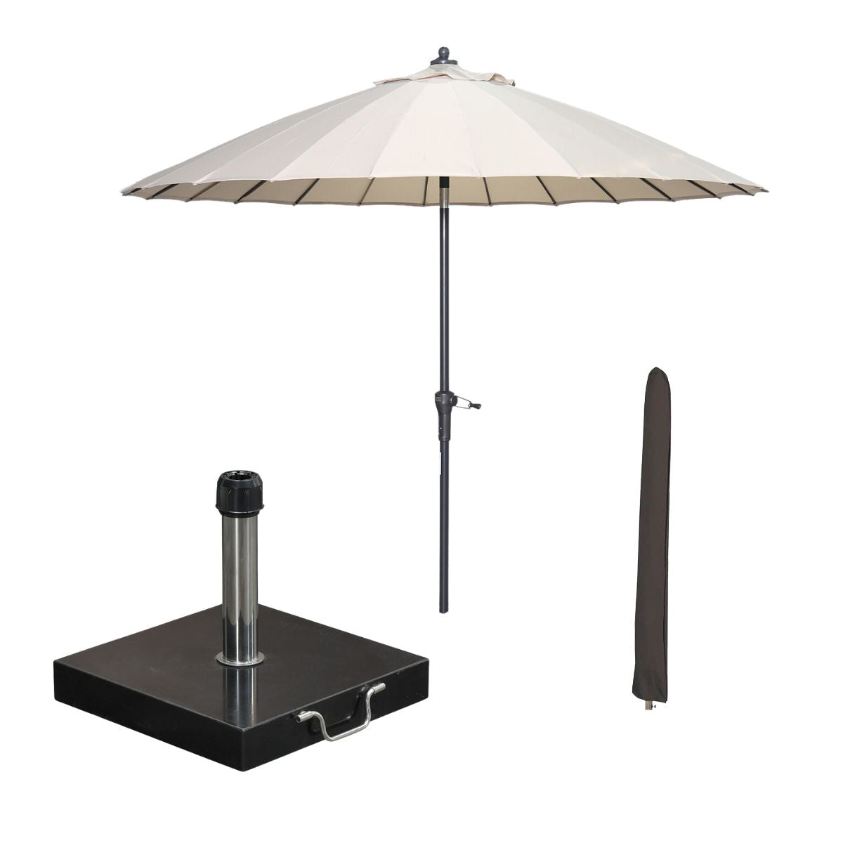 Garden Impressions stokparasol Manilla ecru Ø250 cm met Cosmo voet en hoes