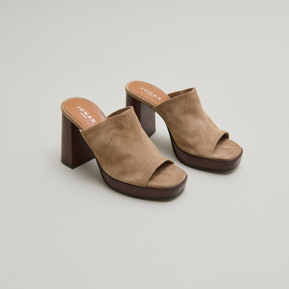 Mules à talonsen croute taupe | BAYA