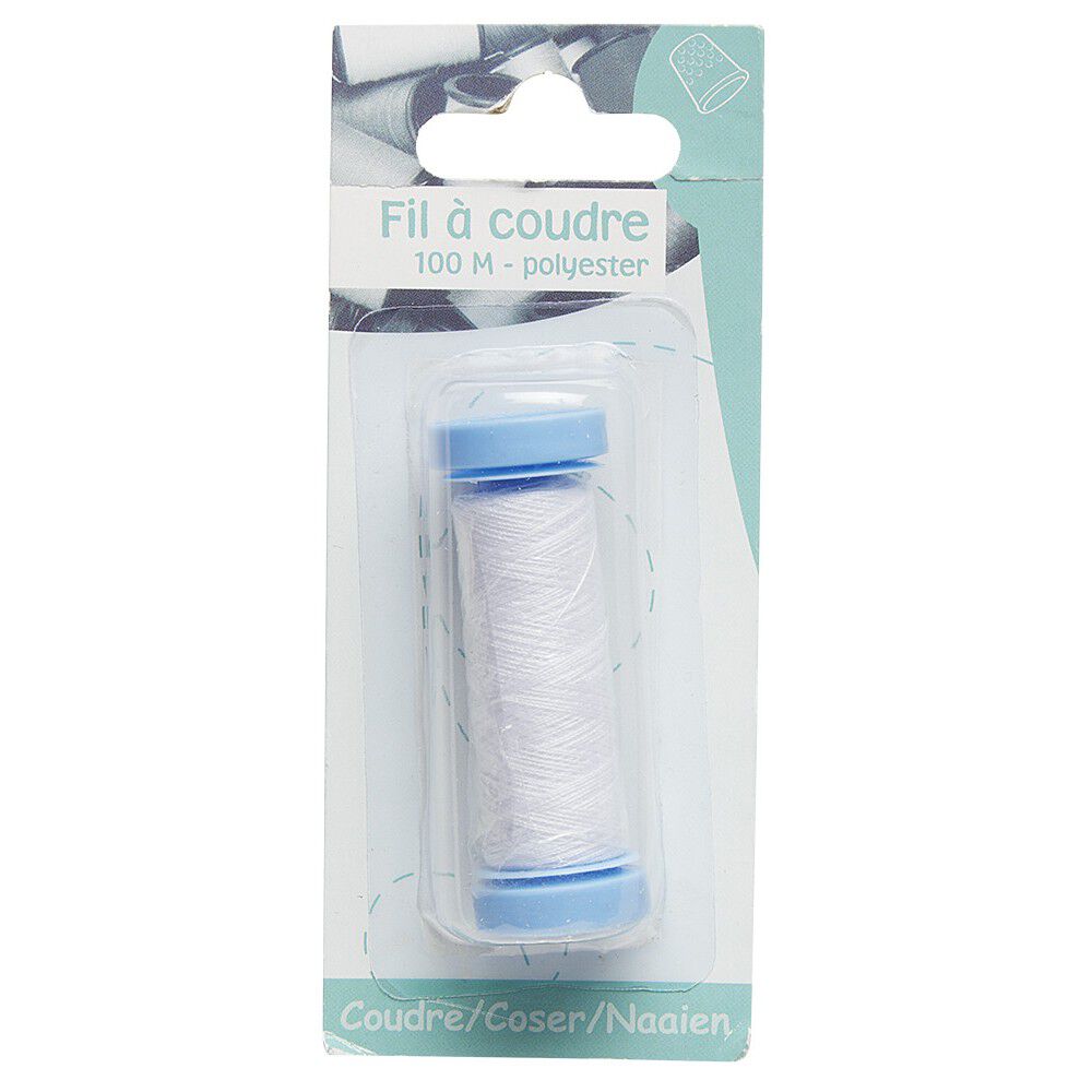 Fil à coudre polyester blanc 100 m