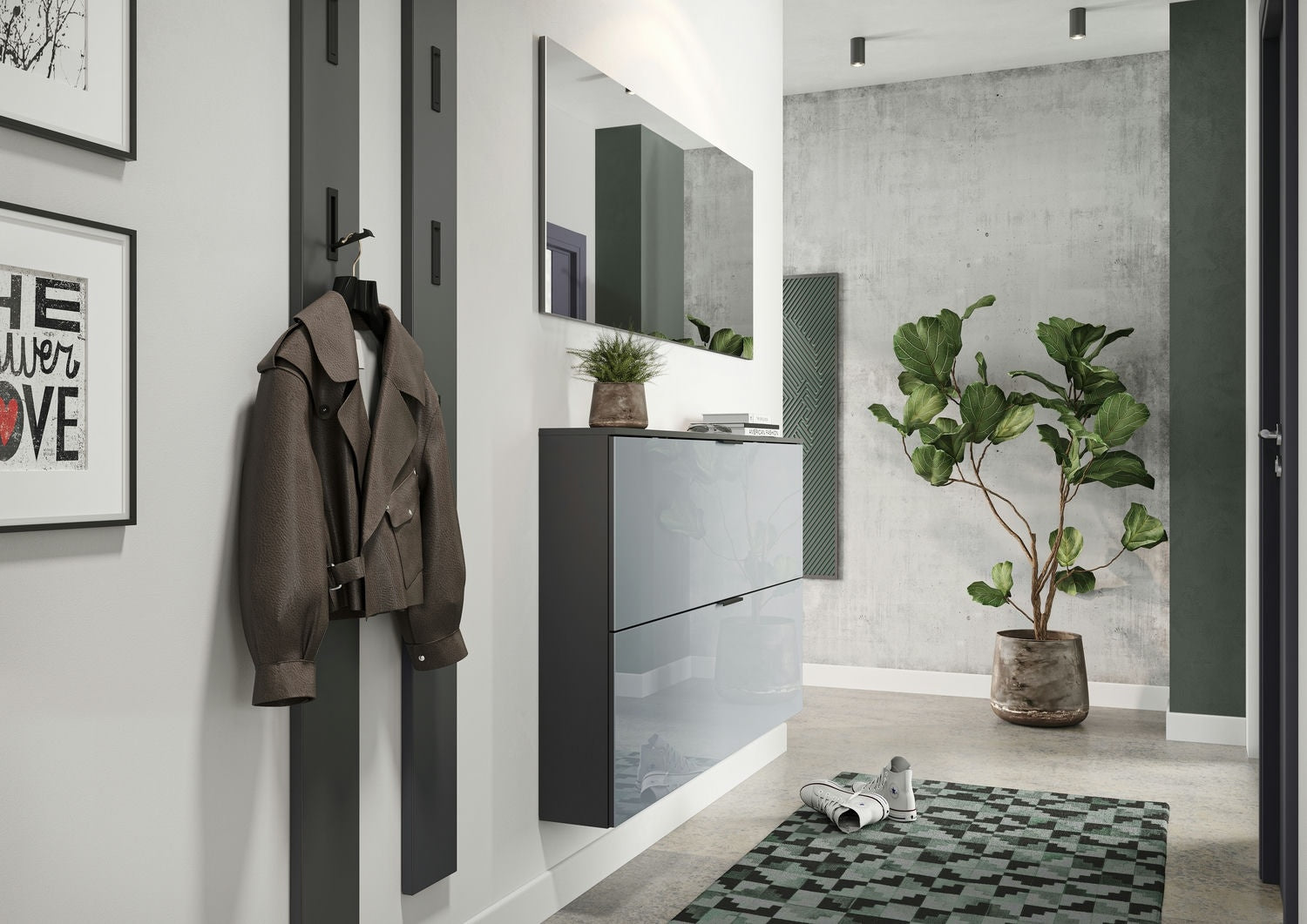 Germania Valega Schoenenkast 2 Kleppen Grafiet Zilvergrijs