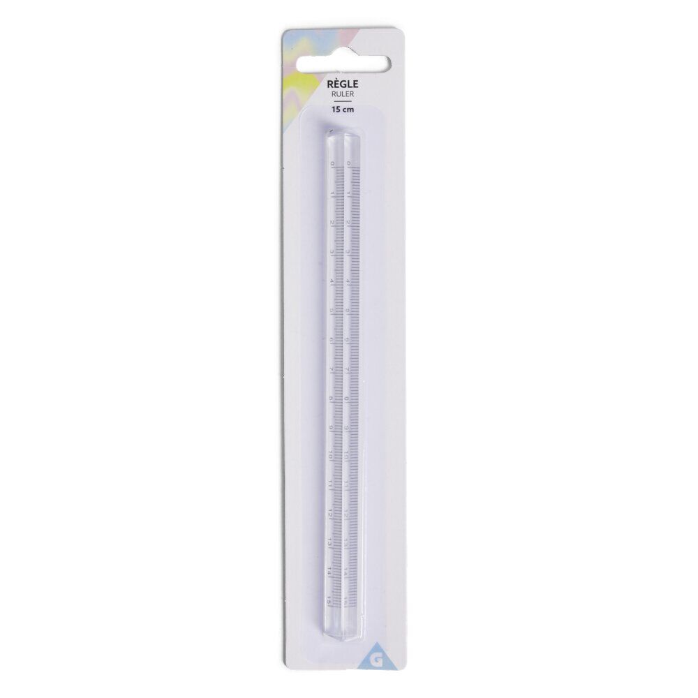 Règle triangulaire 15cm plastique transparent